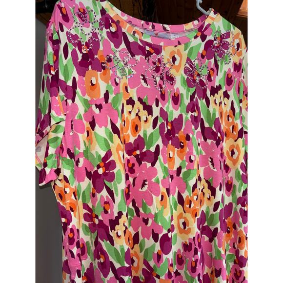 NWT Womens Quacker Factory Pink Hello Spring Floral and Bling Maxi Dress Size 1X - Picture 2 of 11